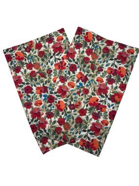 Handmade Pillowcase Set of 2 Poppy Vibrant Floral Multicolor 20x33 Modern Art